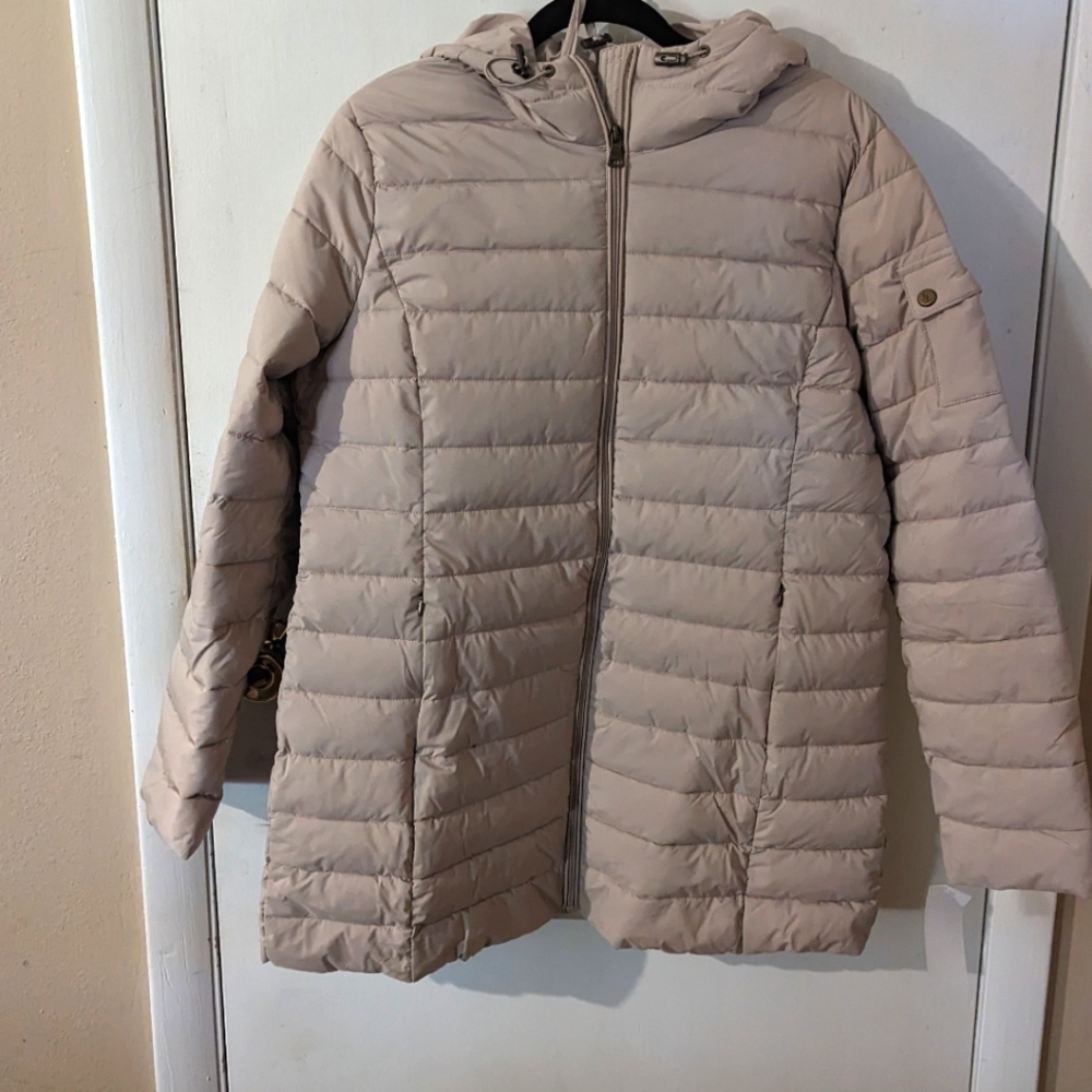 Larry Levine puffer jacket Large Light Beige